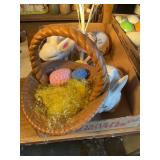Easter decor- ceramic bunnies, basket, etc.