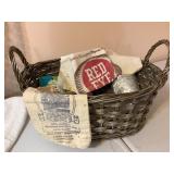 Misc. basket lot- jars, crafting buckets,Red Eye