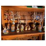 Contents of shelf- Easter decor, egg trees,