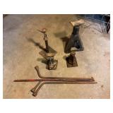 Car jacks, tire irons