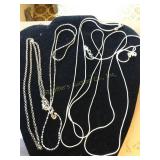 5 Necklaces 925 Silver (marked on chain link