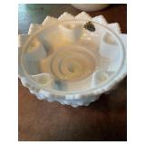 Fenton white hobnail candle holder 6 1/2" x 3 3/4"