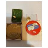 Kleenex 1964 pin, Ivory elephant necklace made i