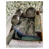 Misc. metalware - vase, bowls, tongs, candle