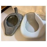 2 Vtg. Enamel bed pans, largest is 16x12"