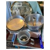Metal pan assortment, angel food cake, pan,