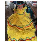 Handmade Indian doll, 12" tall, dress is 20" l