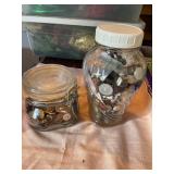 2 jars buttons 7.5" tallest