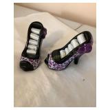 2 Purple animal print stiletto high heel shoe