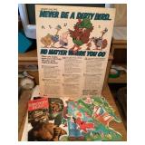 Smokey Bear & Woodsy Owl cut outs, books, book