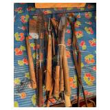 Grill tool assortment, spatula, forks, log tongs