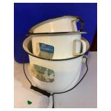 3 Vtg enamel ware chamber pots, Colombian,