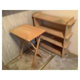 Wooden book shelf, 32x31x9.5", folding table