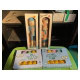 Easter egg/chick lights & 2 bunny nutcrackers, 12"