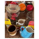 Misc glassware, jars, mugs, etc