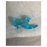 Fenton blue opalescent hobnail glass slipper