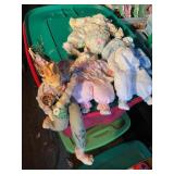 4 bunnies, plastic heads