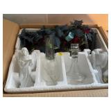 Misc. lot- greenery, candle holders, globe, etc.