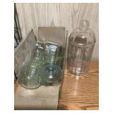 Misc glassware & plastic canister