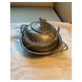 Van Bergh silver plated domed butter dish, shows