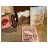 Home wall decor, tins, framed prints, 16x20"