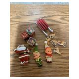 Vtg Christmas decor/ornaments- flocked, plastic,