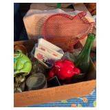 Misc ceramic & glass items, banks, alarm clock,