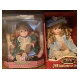 2 Porcelain collectible dolls, Mistletoe Miss,