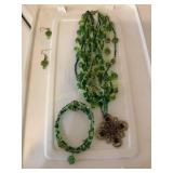 Multi strand beaded necklace, bracelet, earring