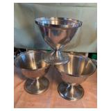 3 stainless steel ice cream cups 4 3/4" x 5ï¿½