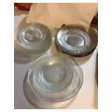 25+ Vtg clear glass plates, 7-10.5", 3 patterns