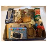 Misc lot- stemware, figurines, bell, grandmother