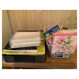 Misc.- paper tray w/paper, tablets, name tags,