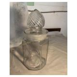 Apothecary hexagon shaped jar w/swirl top, 12.5"H