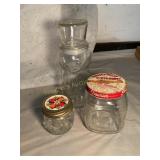 3 Glass jars, Mr Peanut, etc. tallest 9.75"H