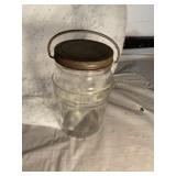 Vtg pickle jar, 6.75"H, ribbing, barrel shape
