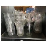 7 Clear glass vases