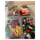 Misc. Craft supplies & ornaments w/totes