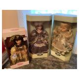 3 Porcelain dolls, tallest is 17"