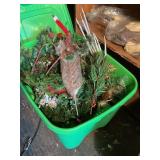 Misc. Christmas greenery, picks, etc. w/tote