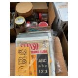 Misc lot- craft materials, stencils, ribbon, etc.