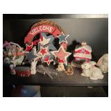 Contents of shelf- patriotic, bunnies,