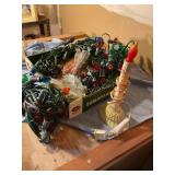 Candle, 3 light strings, bulbs