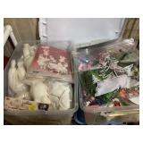 2 Craft totes- ribbons, animal dolls, floral, etc.