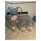 Vtg pitcher & 5 glasses