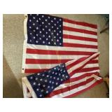 2 US flags, unbranded, unknown fabric, 34x53