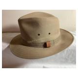 Tan canvas Fedora hat, size medium