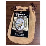 Bloom Brothers elk money clip & leather pouch