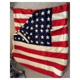 Vtg large US 48 star cotton flag, Collegeville