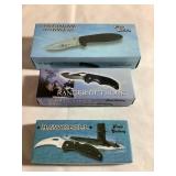 3 Frost Cutlery Knives-Hawkbill, Guthook,